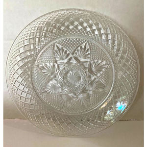 Floral Star Glass Crystal Diamond Cut Salad/Dessert Plates Set of 8 -8" VINTAGE